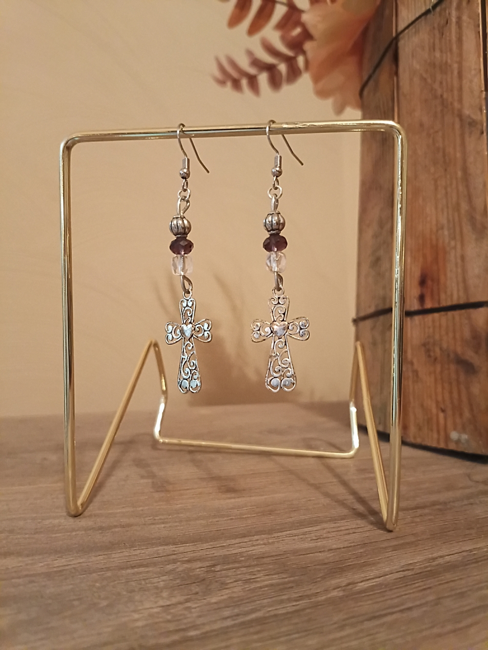 Handcrafted Cross Dangle Earrings Refurbished